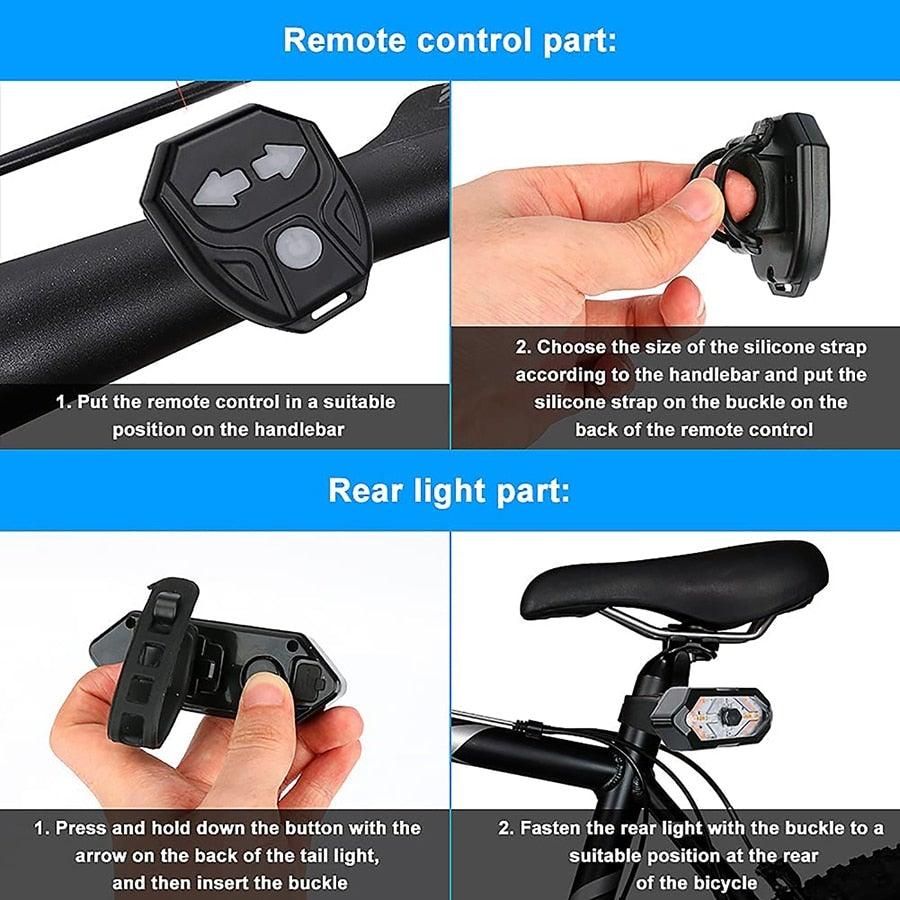 Wireless Remote Control Bicycle Taillight with Turn Signals