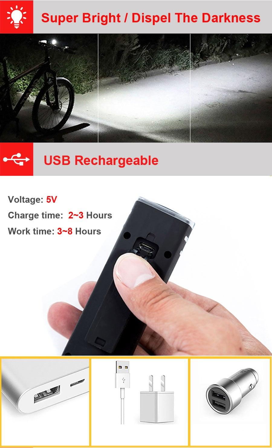 Smart Induction LED Bike Headlight and Rear Tail Light Set