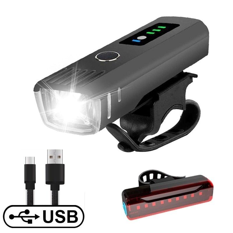 Smart Induction LED Bike Headlight and Rear Tail Light Set