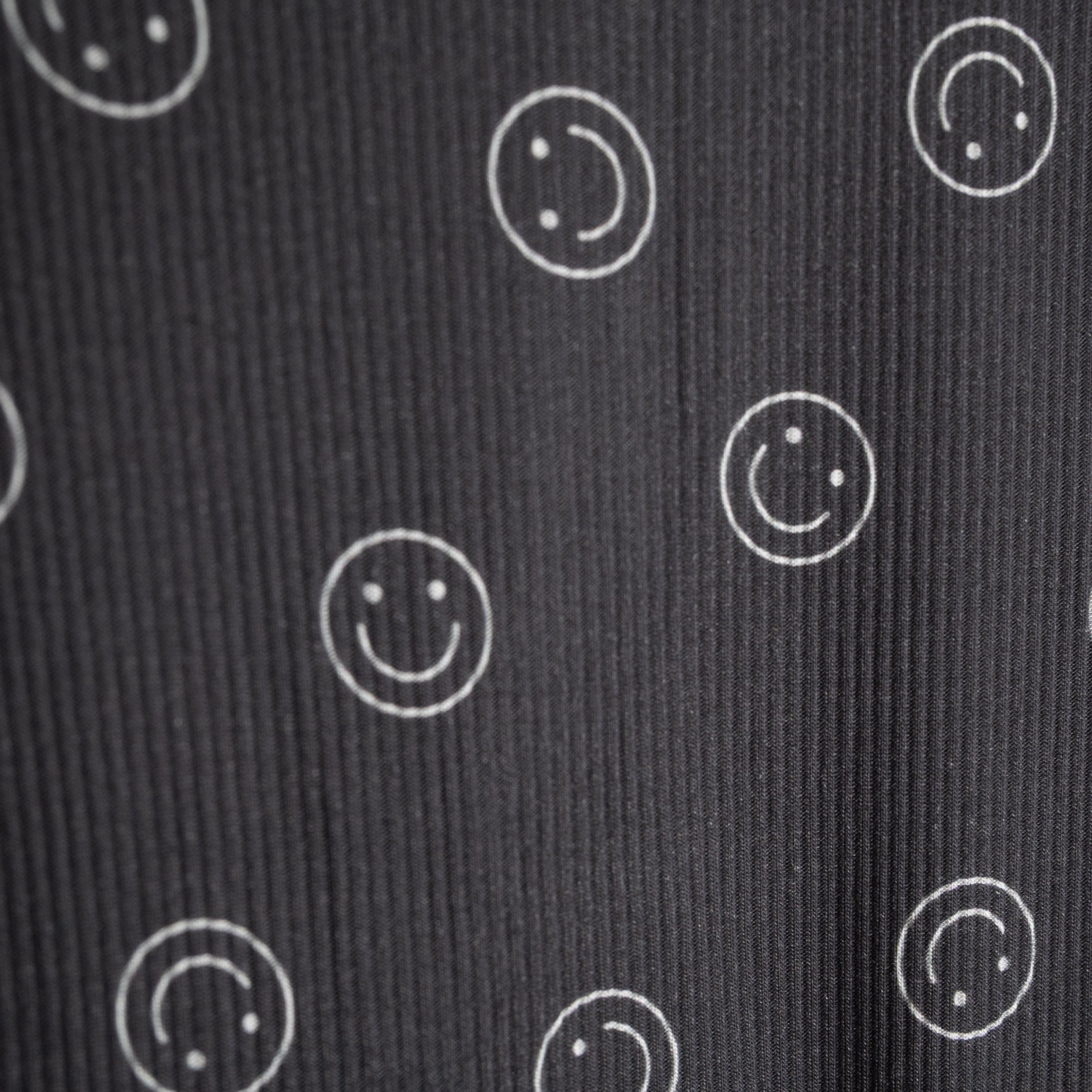 Kids Smiley Ribbed Boxy Tee Lounge Set in Charcoal and White