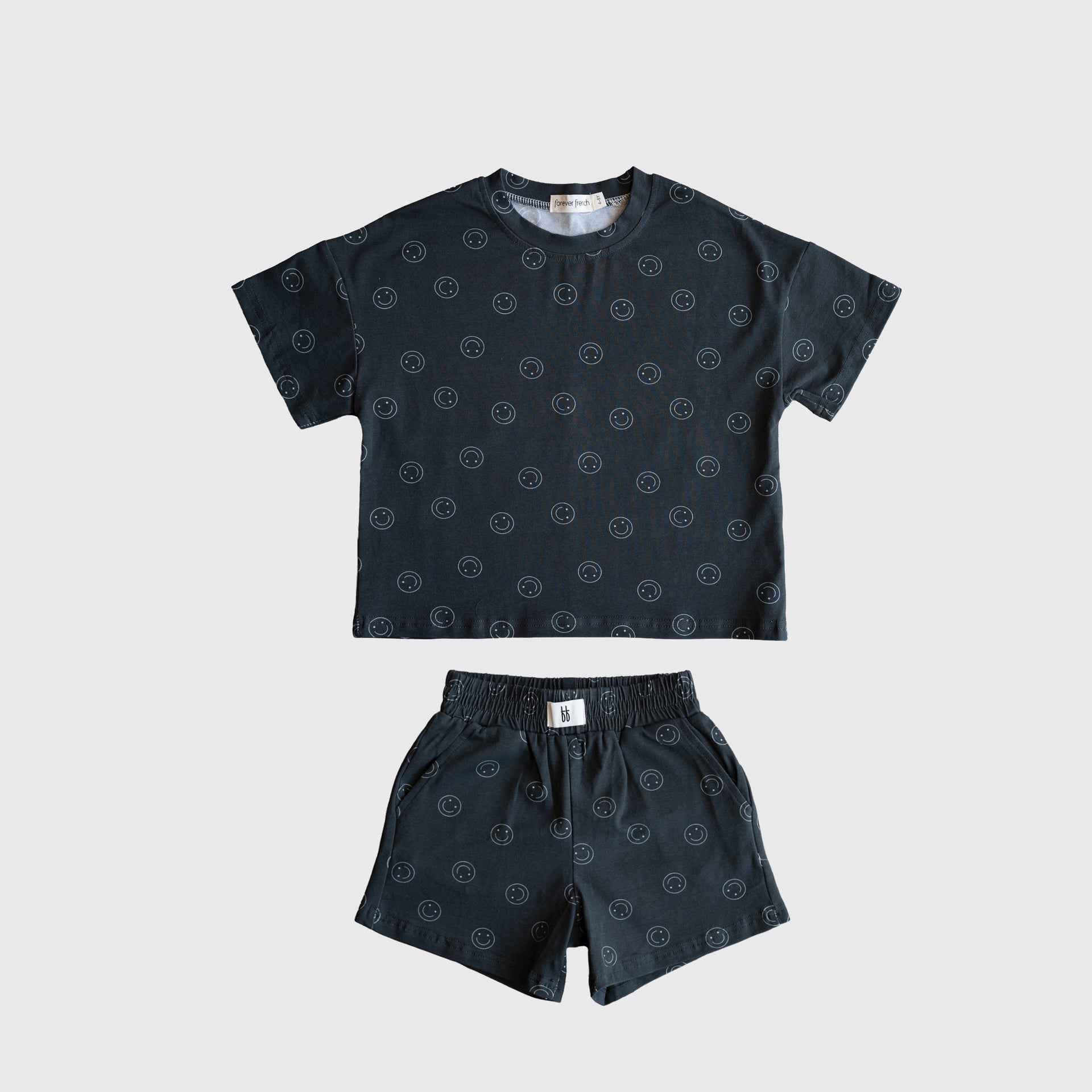 Child's Short Set with Abstract Print in Charcoal Grey