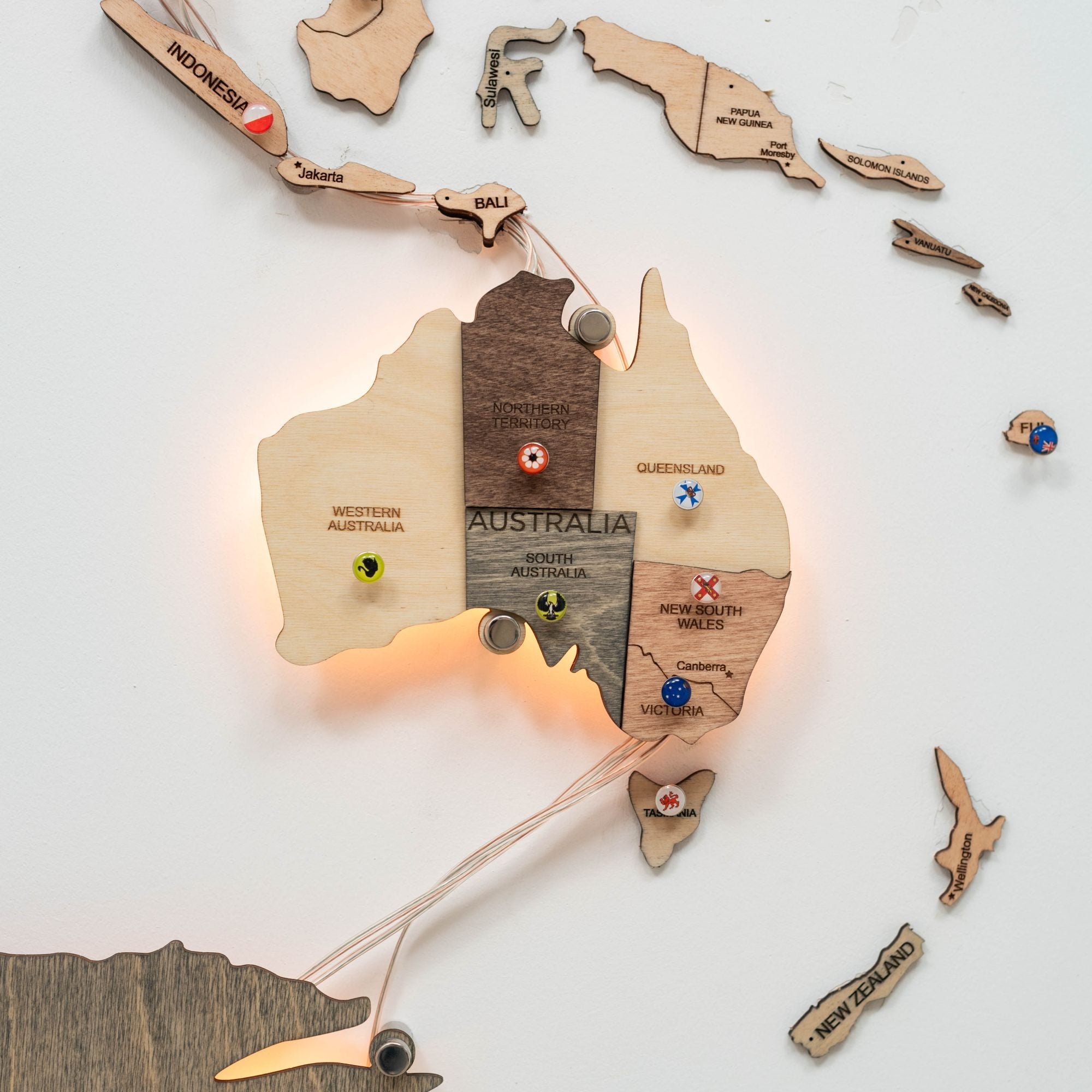 3D LED Wooden World Map 3.0 Smokey