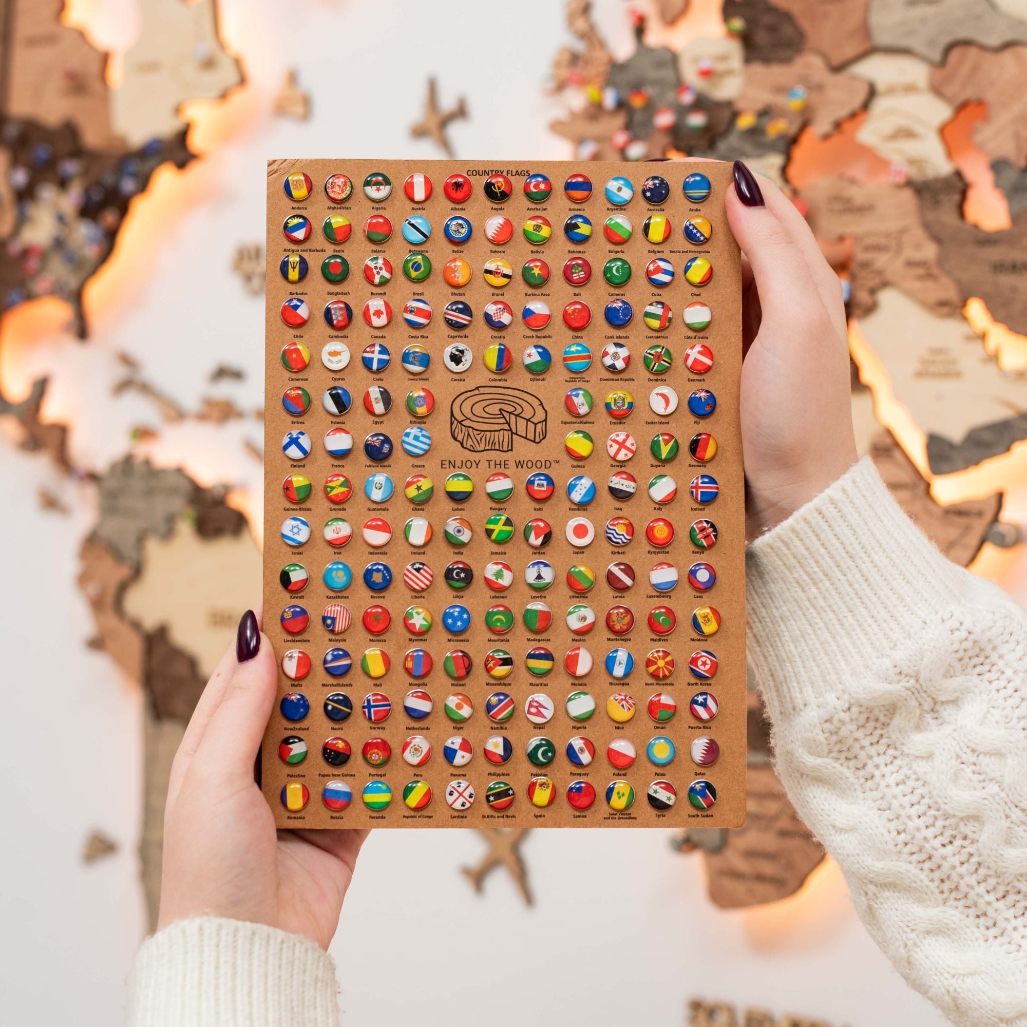 3D LED Wooden World Map 3.0 Smokey