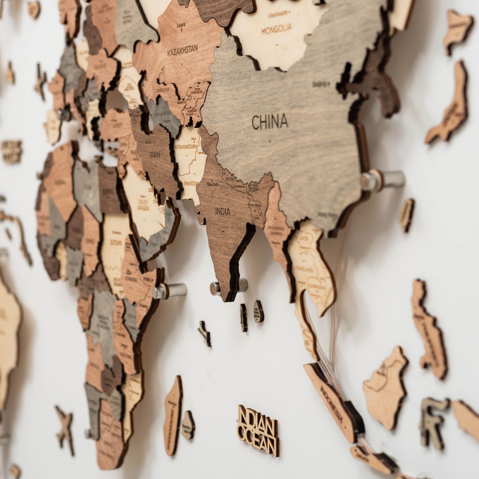 3D LED Wooden World Map 3.0 Smokey