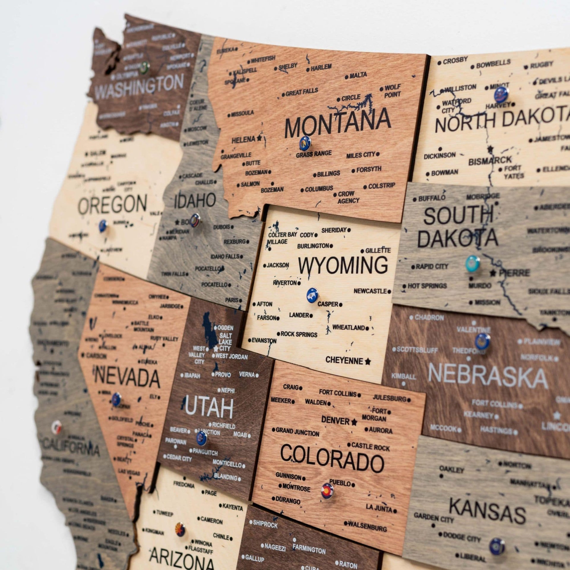 3D Wooden Map of USA - Smokey Collection Modern Wall Decor