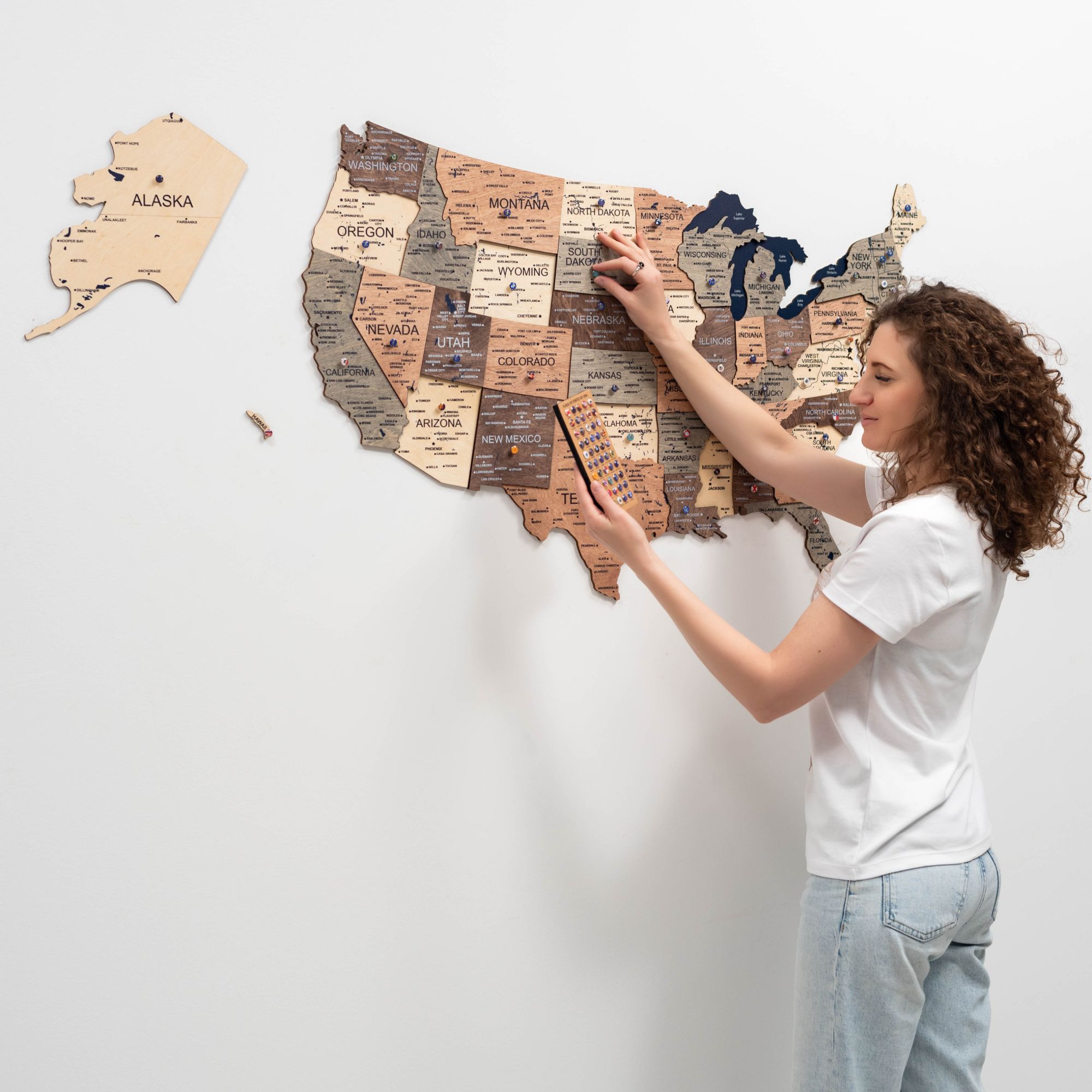 3D Wooden Map of USA - Smokey Collection Modern Wall Decor