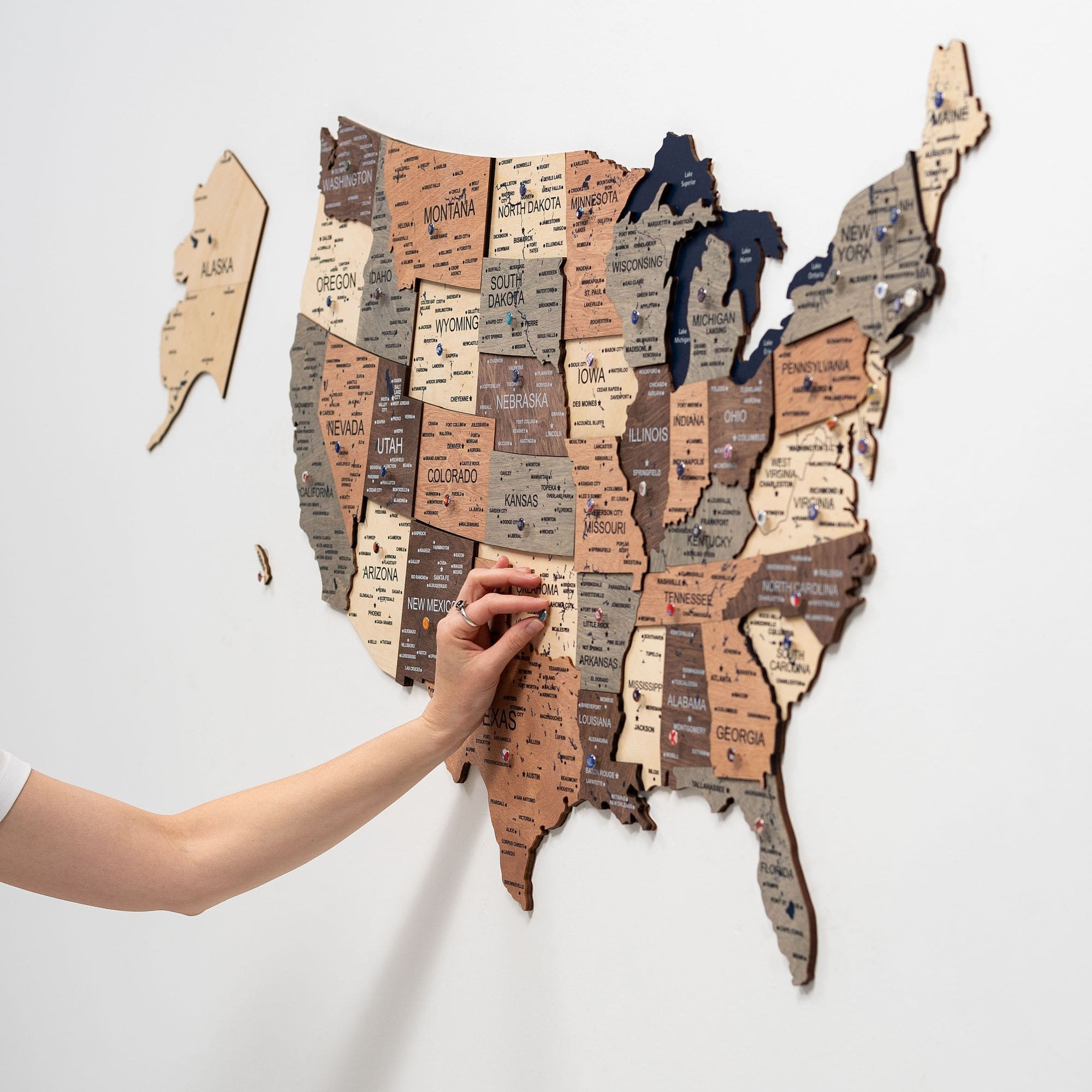 3D Wooden Map of USA - Smokey Collection Modern Wall Decor