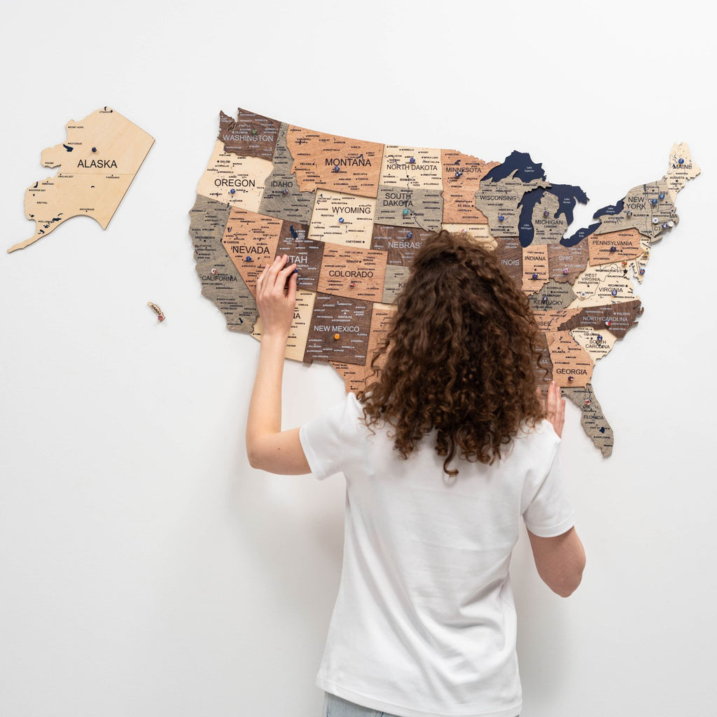 3D Wooden Map of USA - Smokey Collection Modern Wall Decor