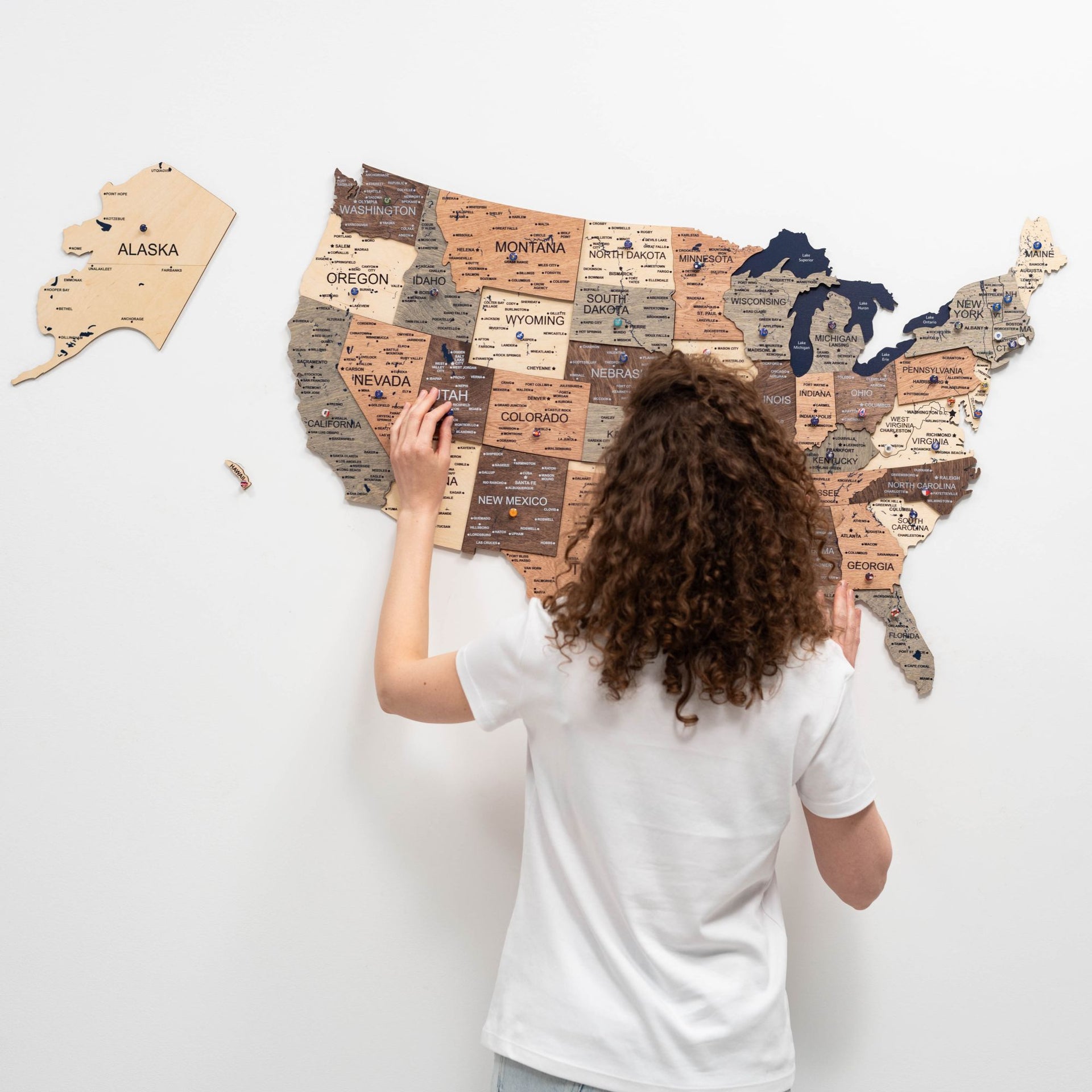 3D Wooden Map of USA - Smokey Collection Modern Wall Decor