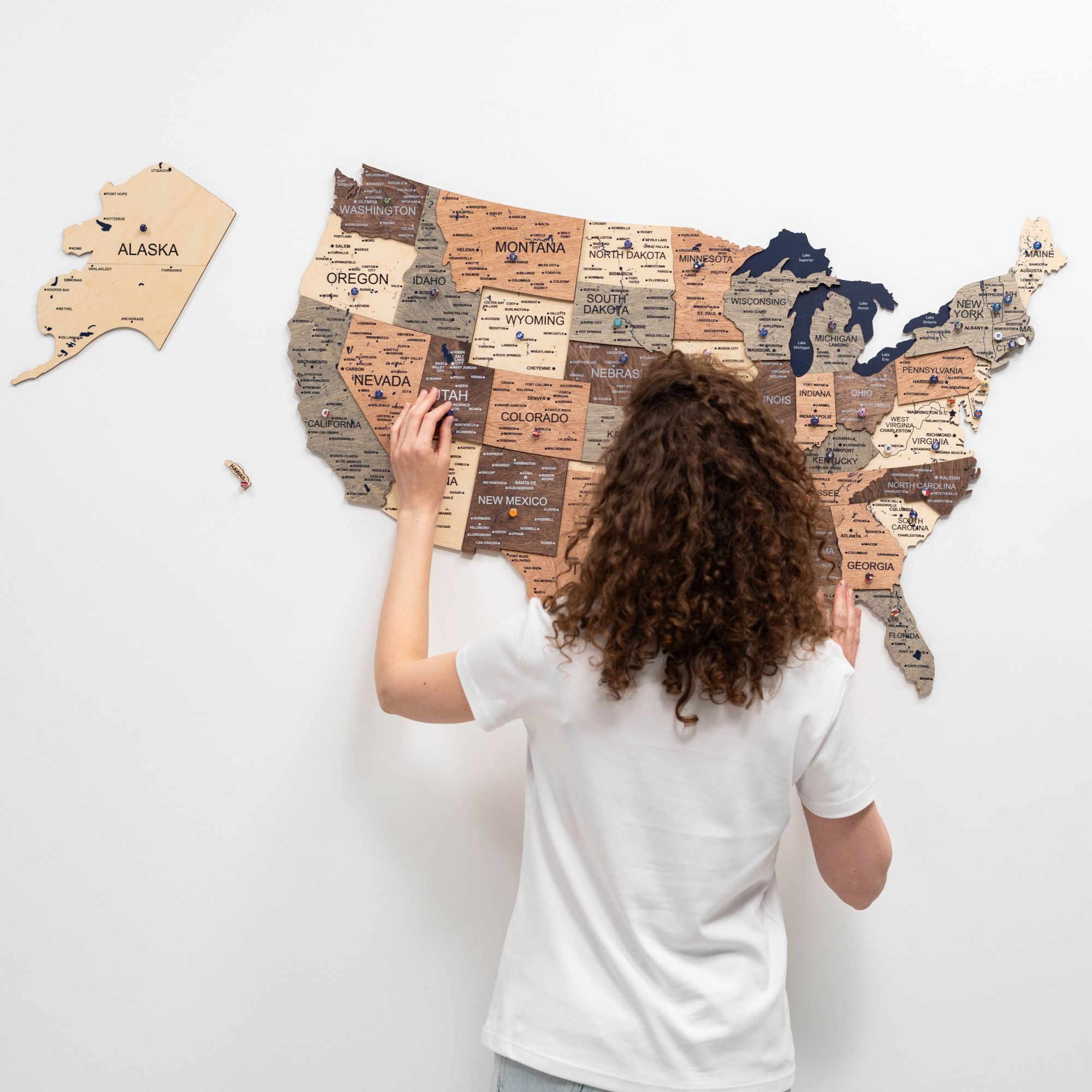 3D Wooden Map of USA - Smokey Collection Modern Wall Decor