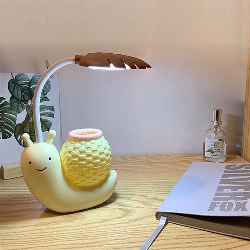 Cute Snail LED Desk Lamp with Pen Holder & Eye Protection