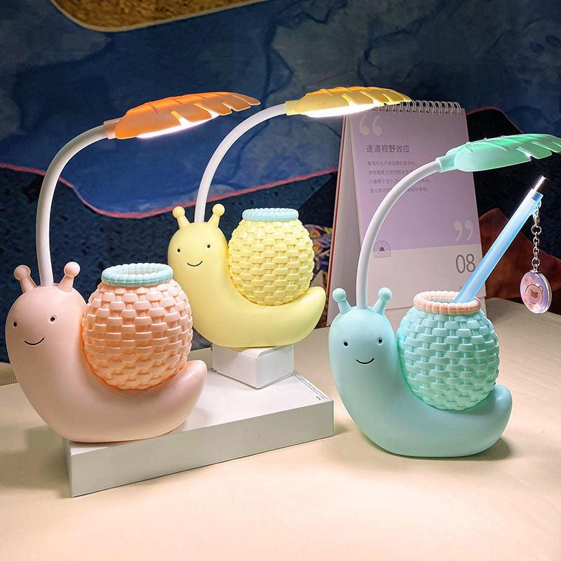 Cute Snail LED Desk Lamp with Pen Holder & Eye Protection