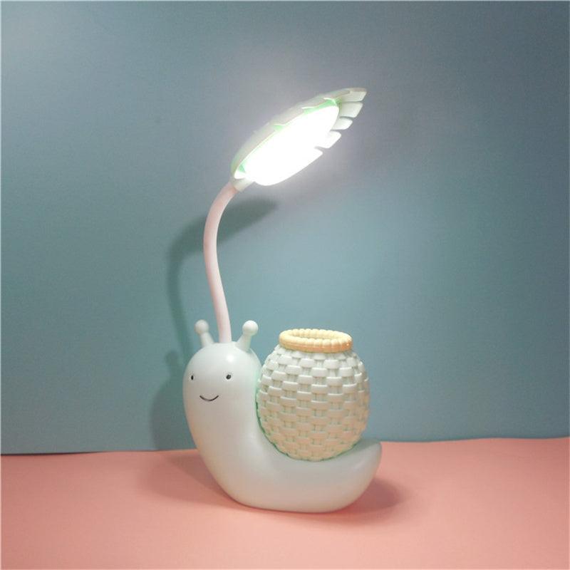 Cute Snail LED Desk Lamp with Pen Holder & Eye Protection