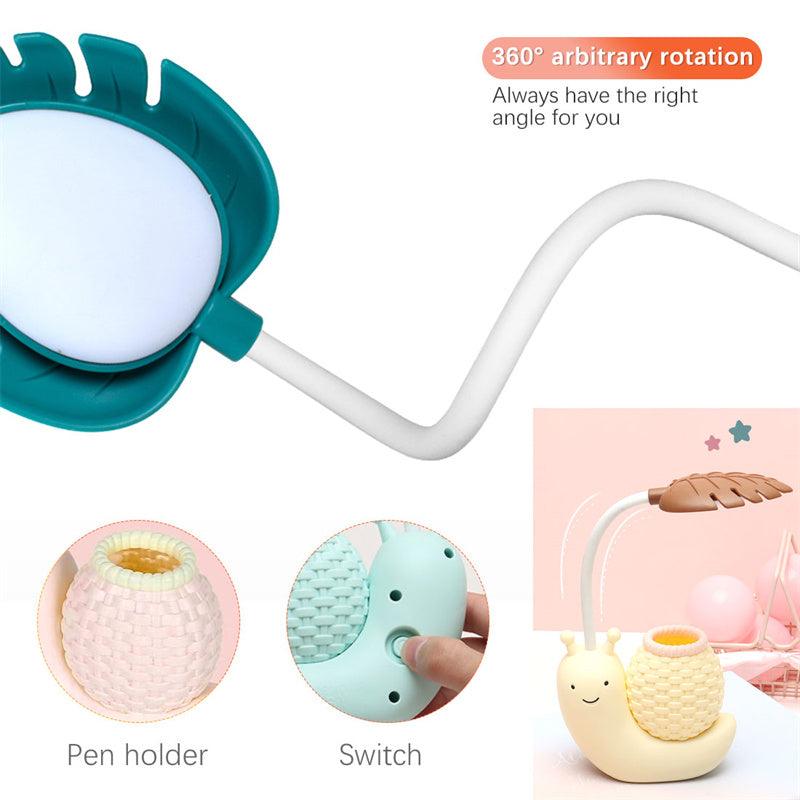 Cute Snail LED Desk Lamp with Pen Holder & Eye Protection