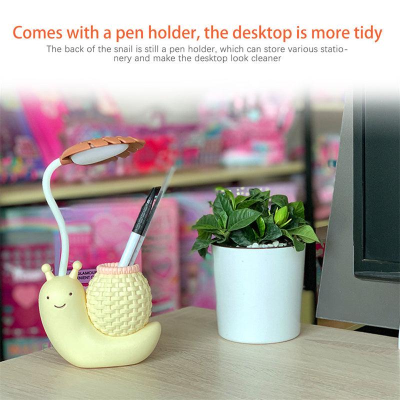 Cute Snail LED Desk Lamp with Pen Holder & Eye Protection