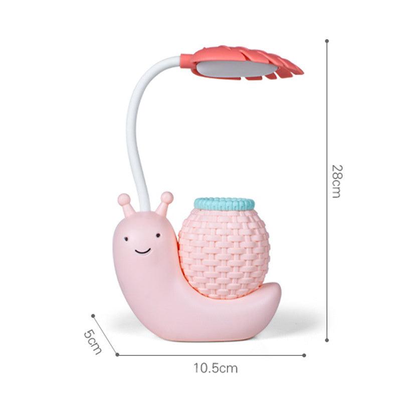 Cute Snail LED Desk Lamp with Pen Holder & Eye Protection