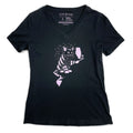 Women's Snap Cat V-Neck Graphic T-Shirt