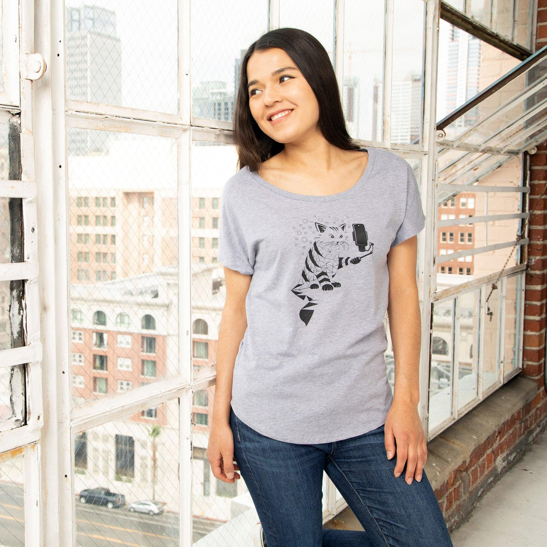 Women's Snap Cat Dolman Shirt