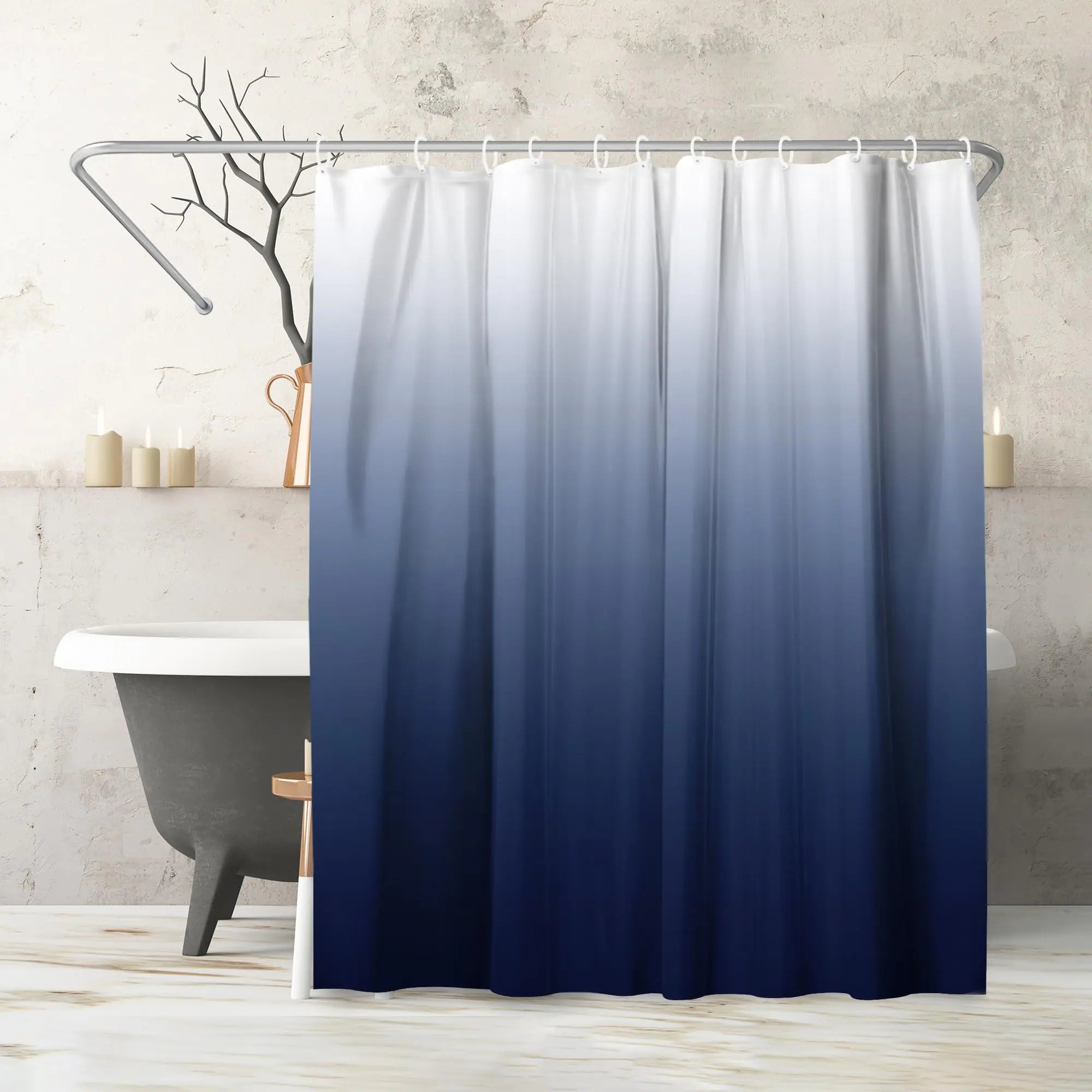 Americanflat 71x74 Blue Ombre Shower Curtain - 100% Polyester Shower Curtain - Water-Resistant Bath Curtain with Metal Grommets and 12 Shower Curtain Rings - Gradient Shower Curtains for Bathroom