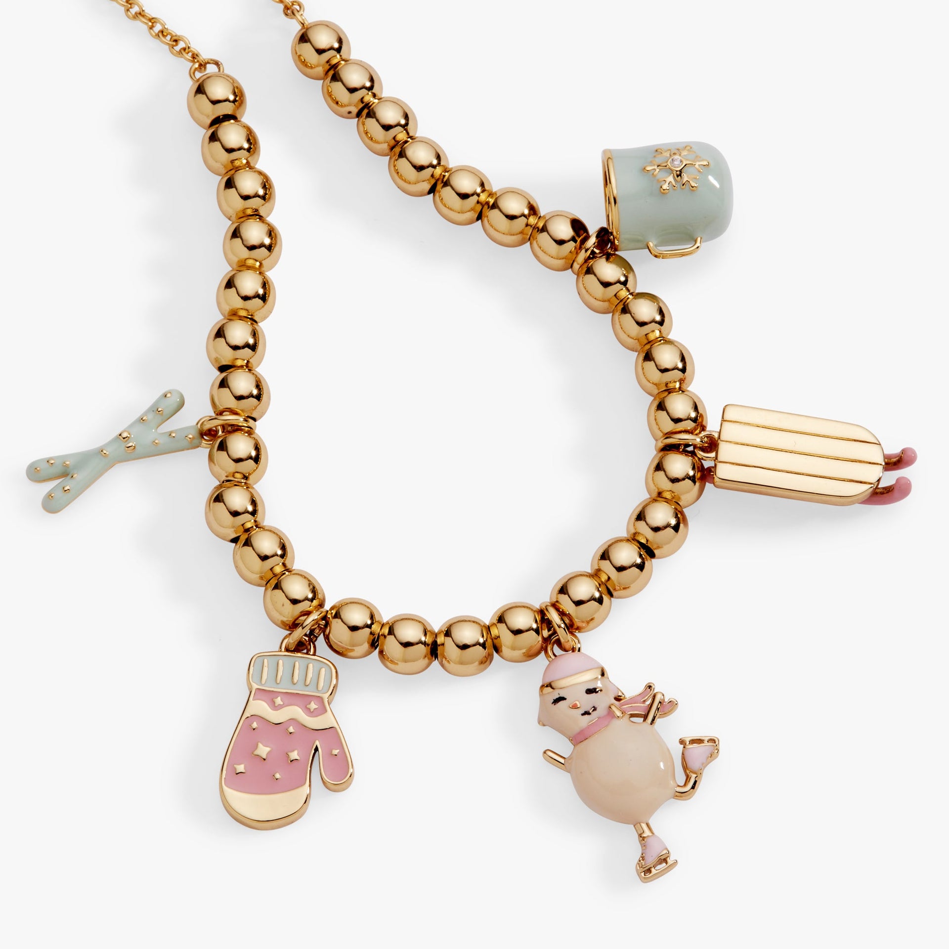 Winter Wonderland Multi Charm Bolo Bracelet with Snowman Charms