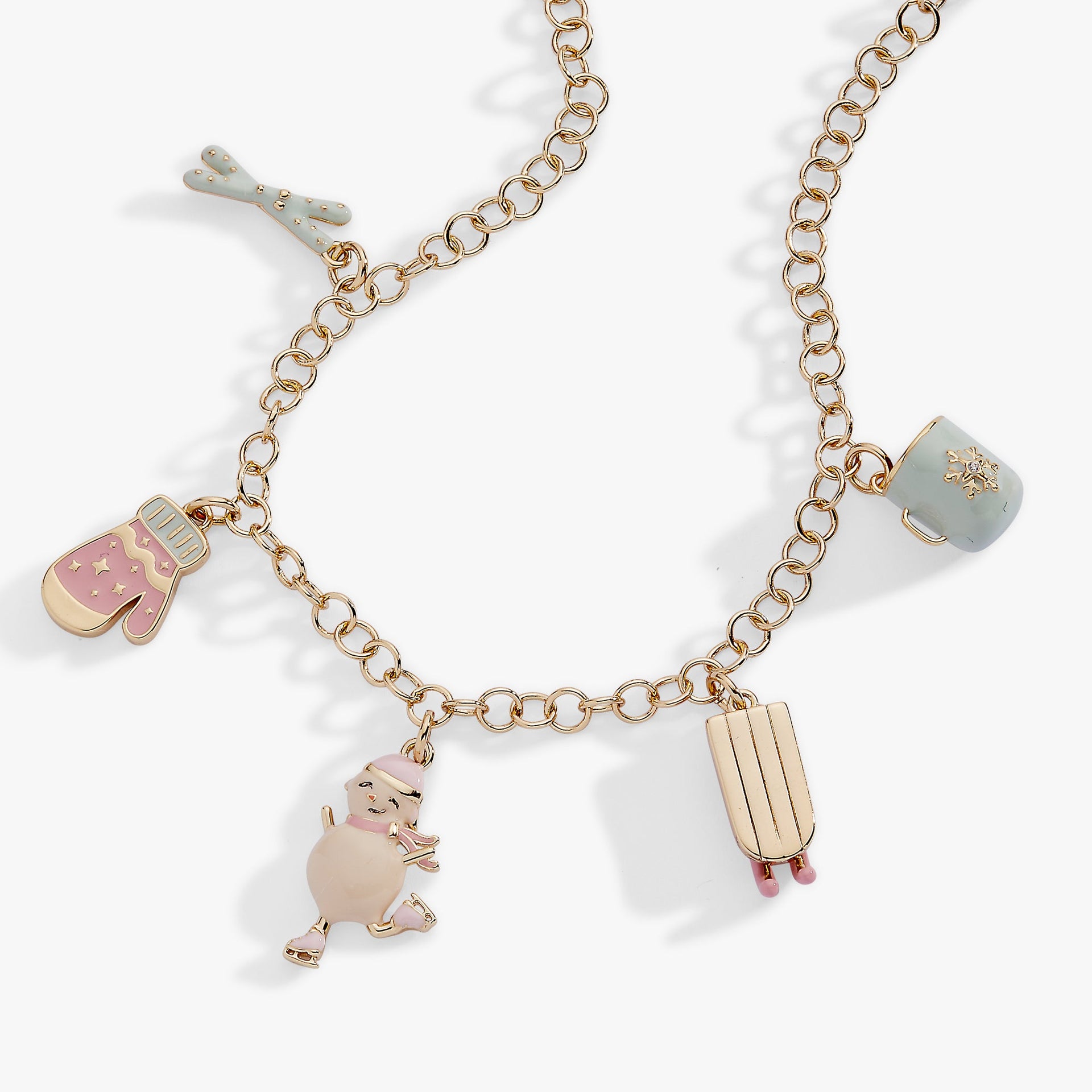Winter Wonderland Multi Charm Necklace with Pastel Enamel Accents