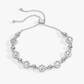 Crystal snowflake beaded bolo bracelet with adjustable sliding closure