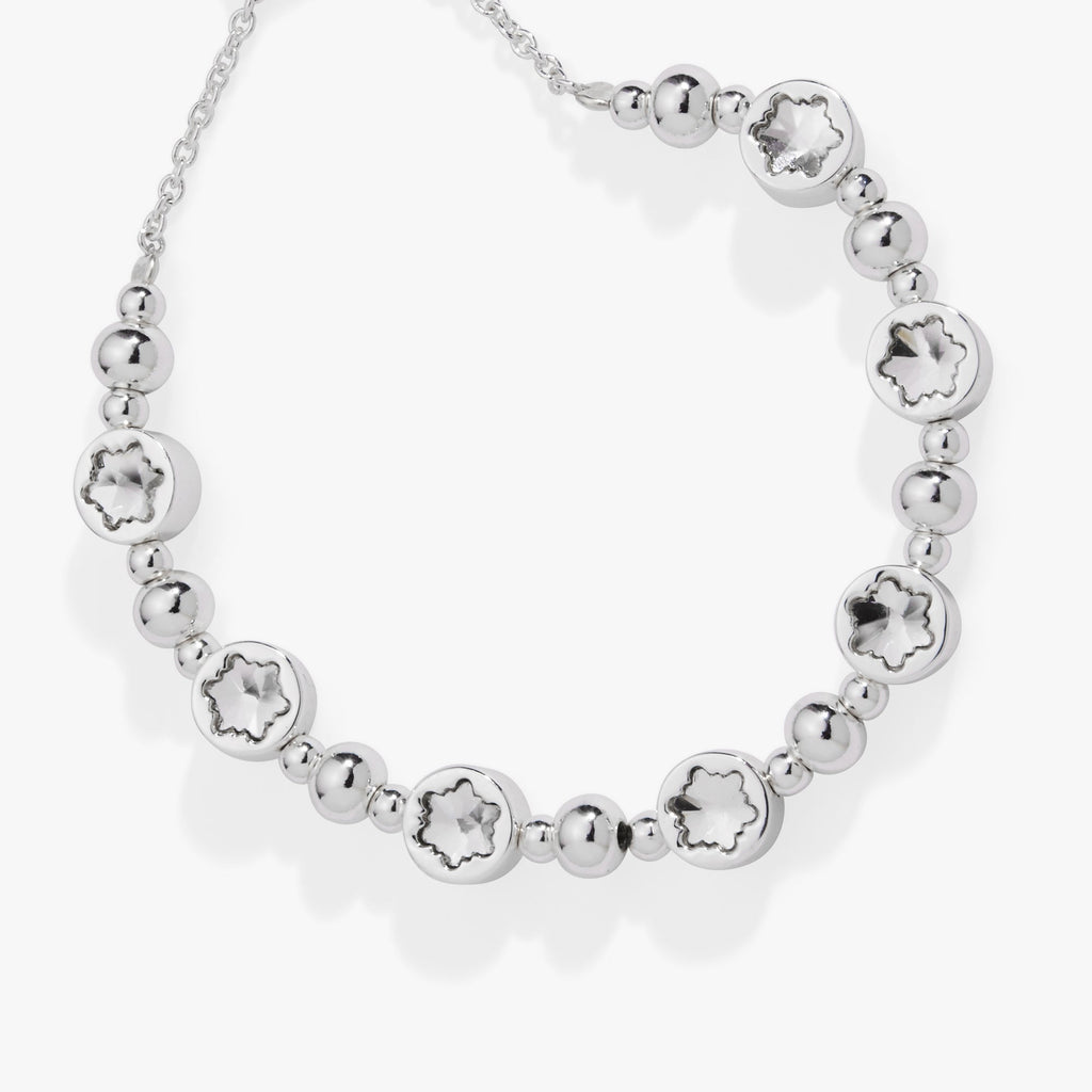 Crystal Snowflake Bolo Bracelet Adjustable Beaded Winter Jewelry