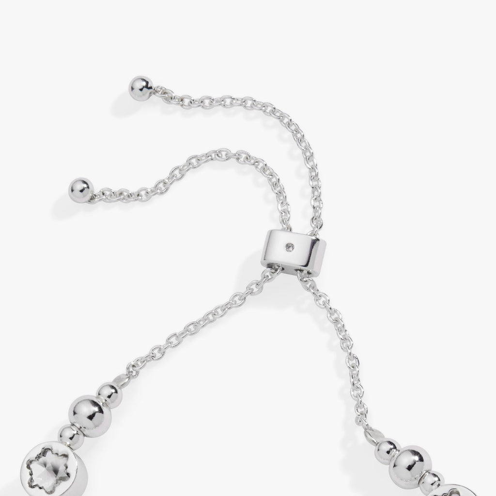 Crystal Snowflake Bolo Bracelet Adjustable Beaded Winter Jewelry