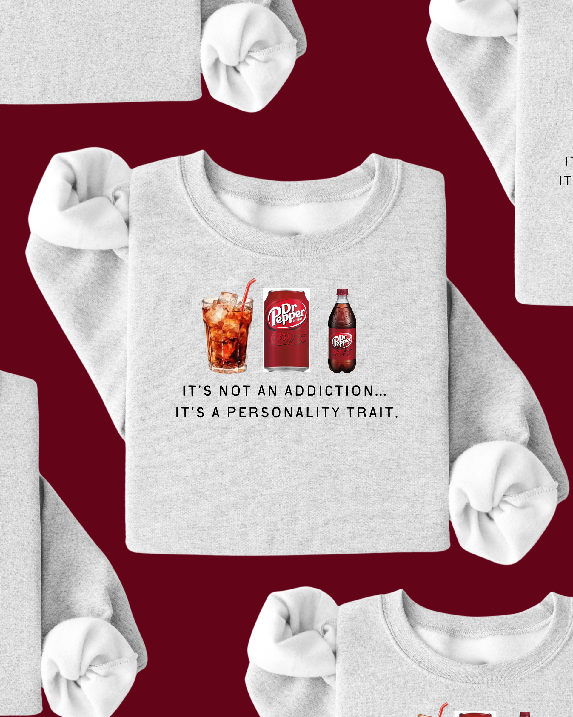 Dr Pepper limited edition grey and maroon graphic pullover sweatshirt.