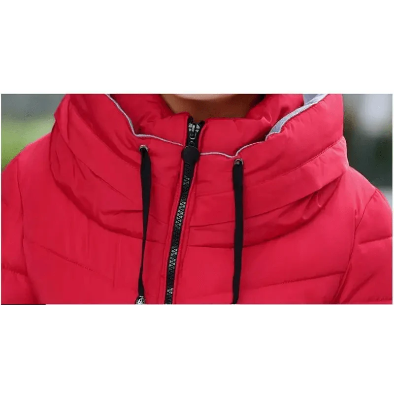 Women’s Short Hooded Padded Winter Jacket – Solid Sporty Outerwear
