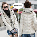 Women’s Short Hooded Padded Winter Jacket – Solid Sporty Outerwear