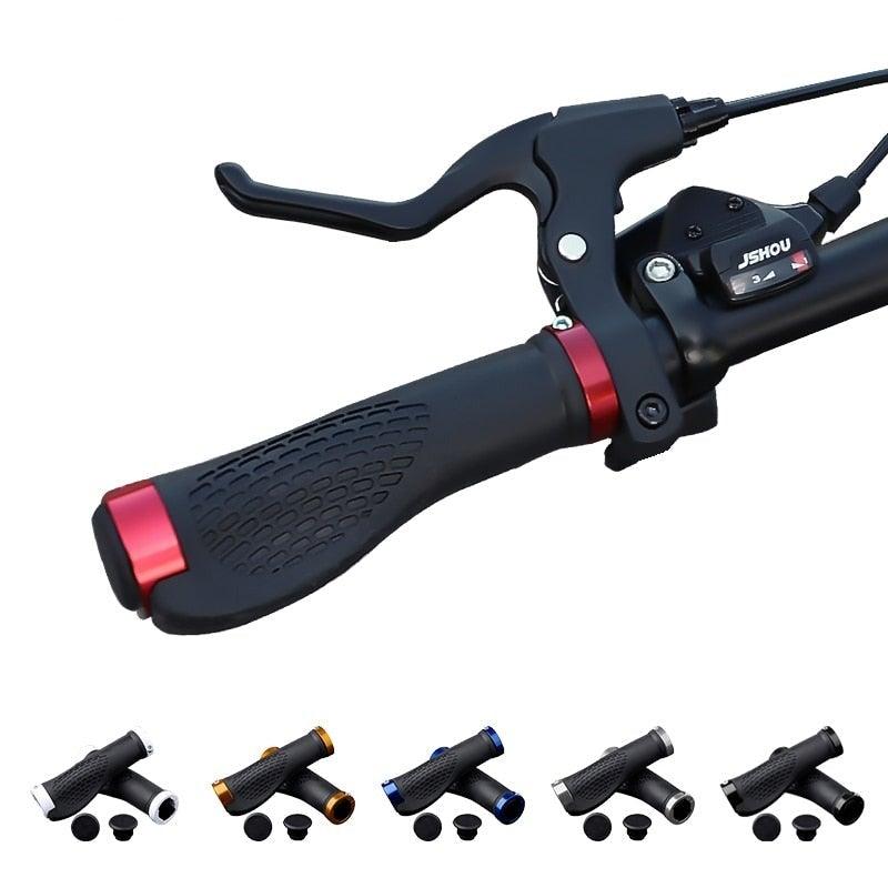 Sporty aluminum alloy lock-on bicycle handlebar grips in various colors