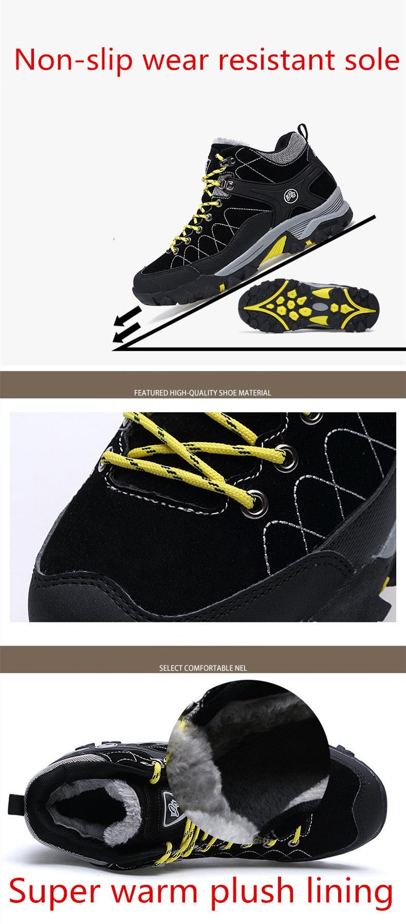 Mens Fur Lined Snow Boots - Comfortable Non-Slip Winter Ankle Shoes