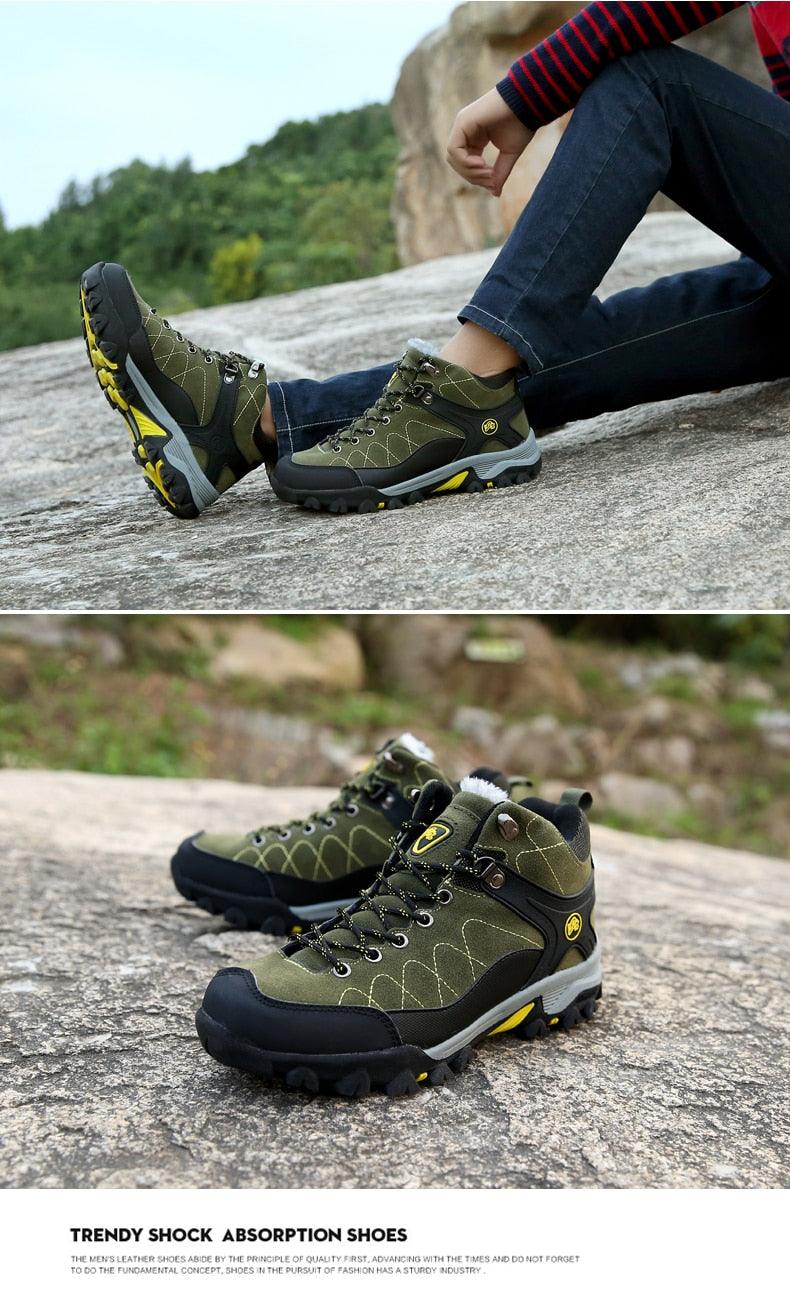Mens Fur Lined Snow Boots - Comfortable Non-Slip Winter Ankle Shoes