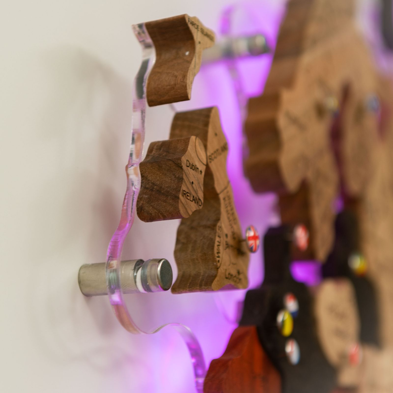 3D Solid Wooden World Map Wall Decor with Acrylic Base