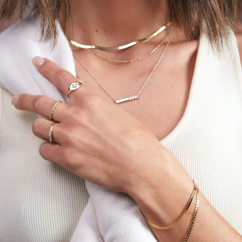 Lame d'Or 2.8mm Herringbone Bracelet in 14K Yellow Gold