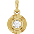 14K Yellow Gold Natural Diamond Solitaire Bezel Charm Pendant