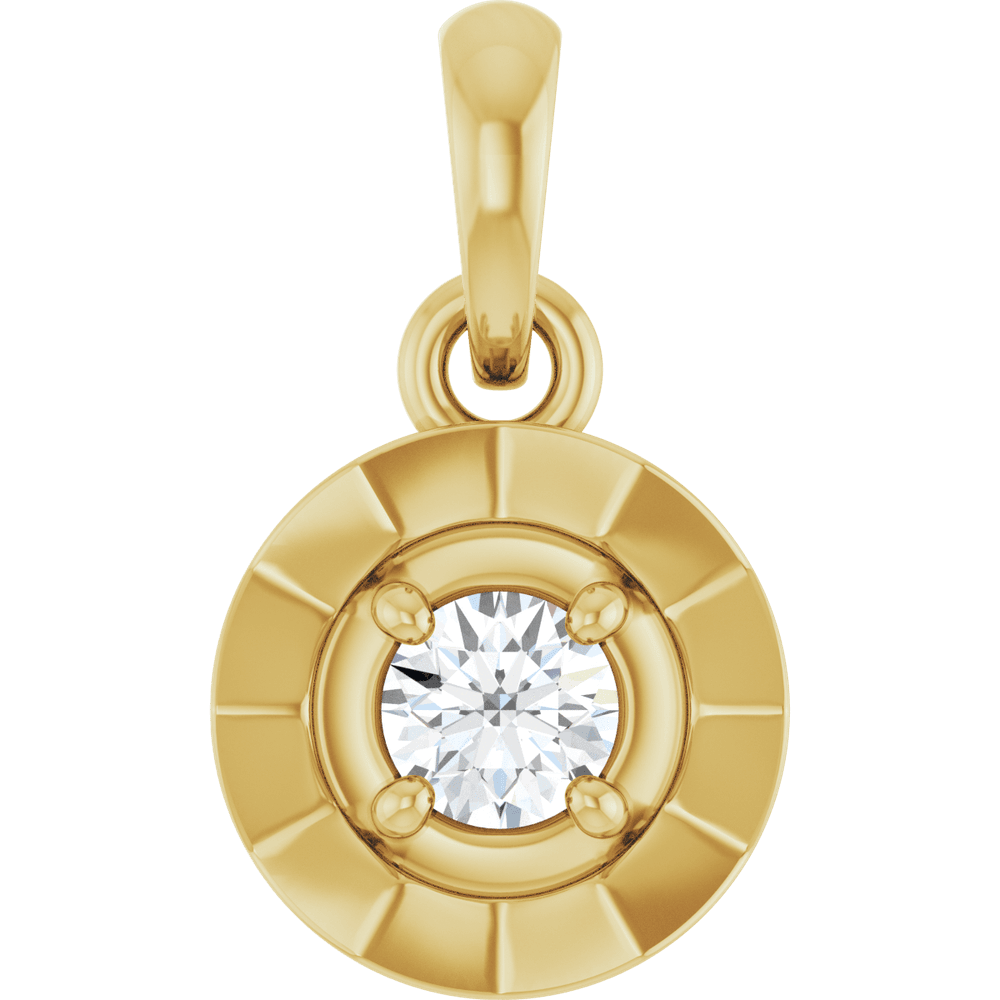 14K Yellow Gold Natural Diamond Solitaire Bezel Charm Pendant