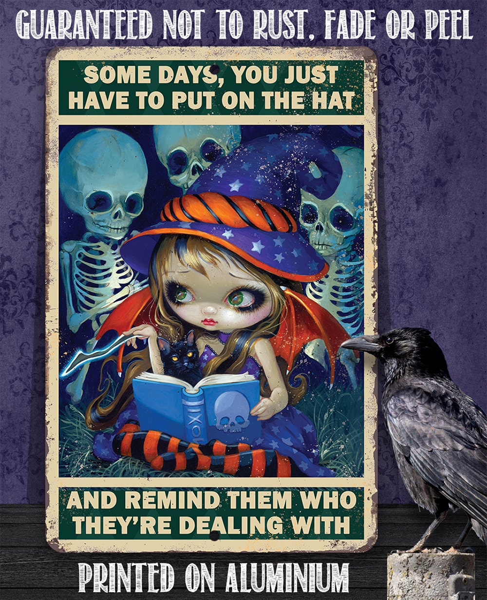 Witchy Gothic Metal Wall Sign Put On The Hat Funny Decor - Image 7