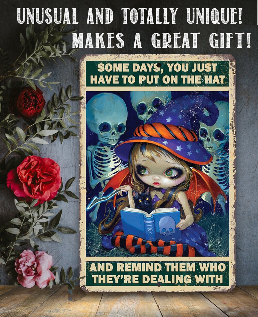 Witchy Gothic Metal Wall Sign Put On The Hat Funny Decor - Image 2