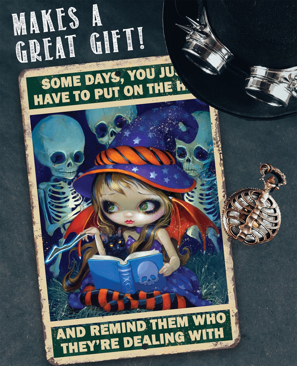 Witchy Gothic Metal Wall Sign Put On The Hat Funny Decor - Image 8