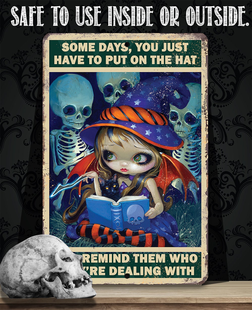Witchy Gothic Metal Wall Sign Put On The Hat Funny Decor - Image 4