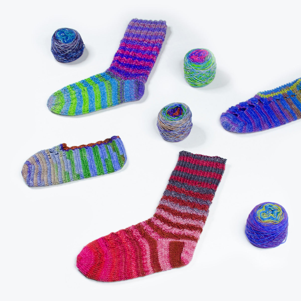 Close up of handmade Turkish style knit and crochet socks and slippers.