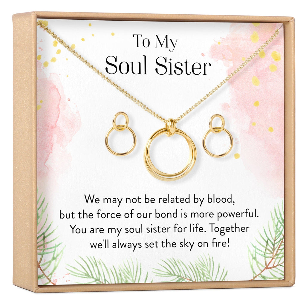 Soul Sisters Linked Circles Earring and Necklace Jewelry Set