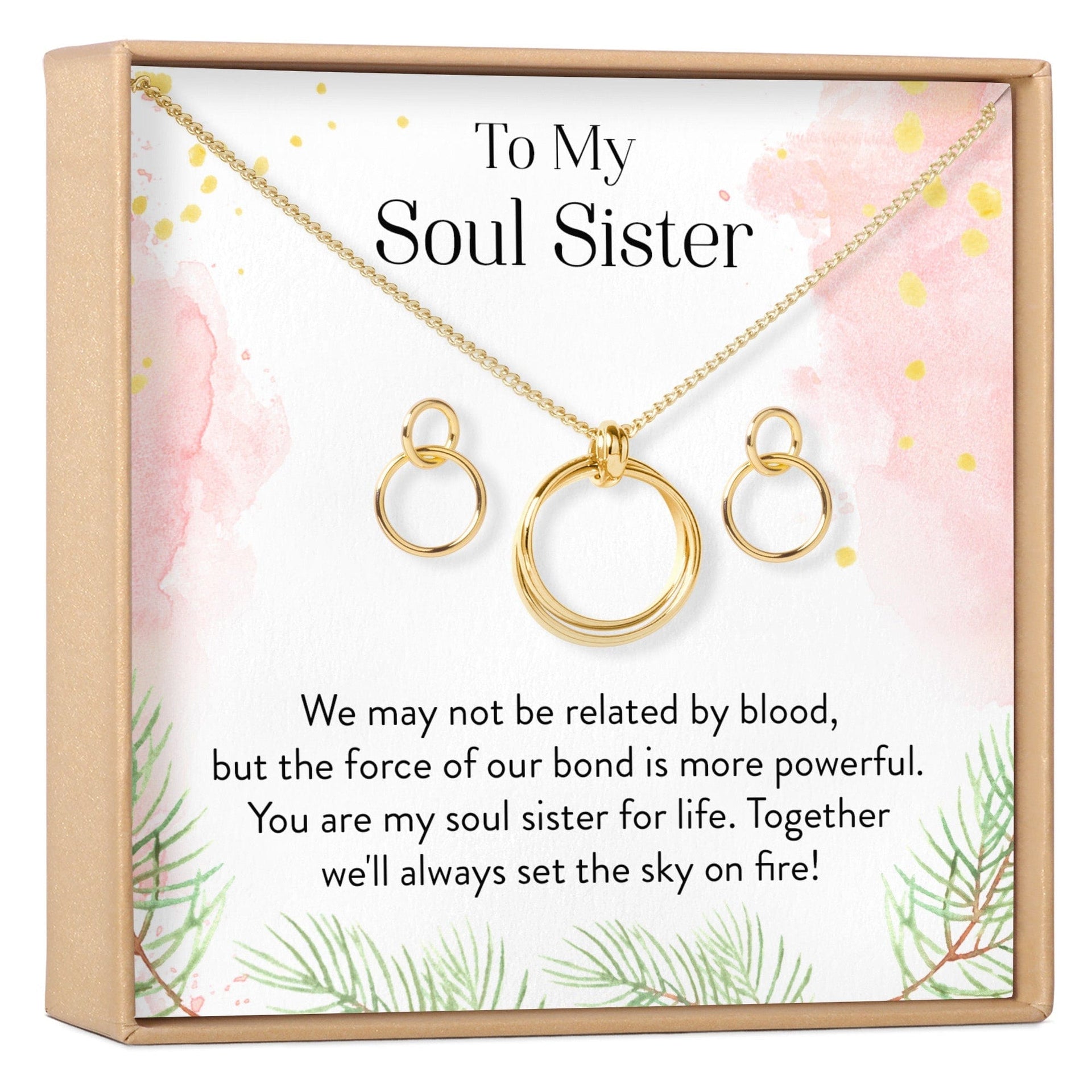 Soul Sisters Linked Circles Earring and Necklace Jewelry Set