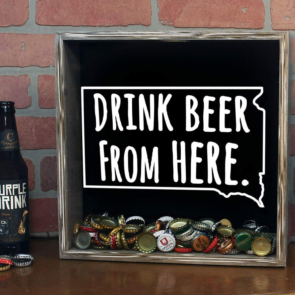 South Dakota Drink Beer From Here Beer Cap Shadow Box