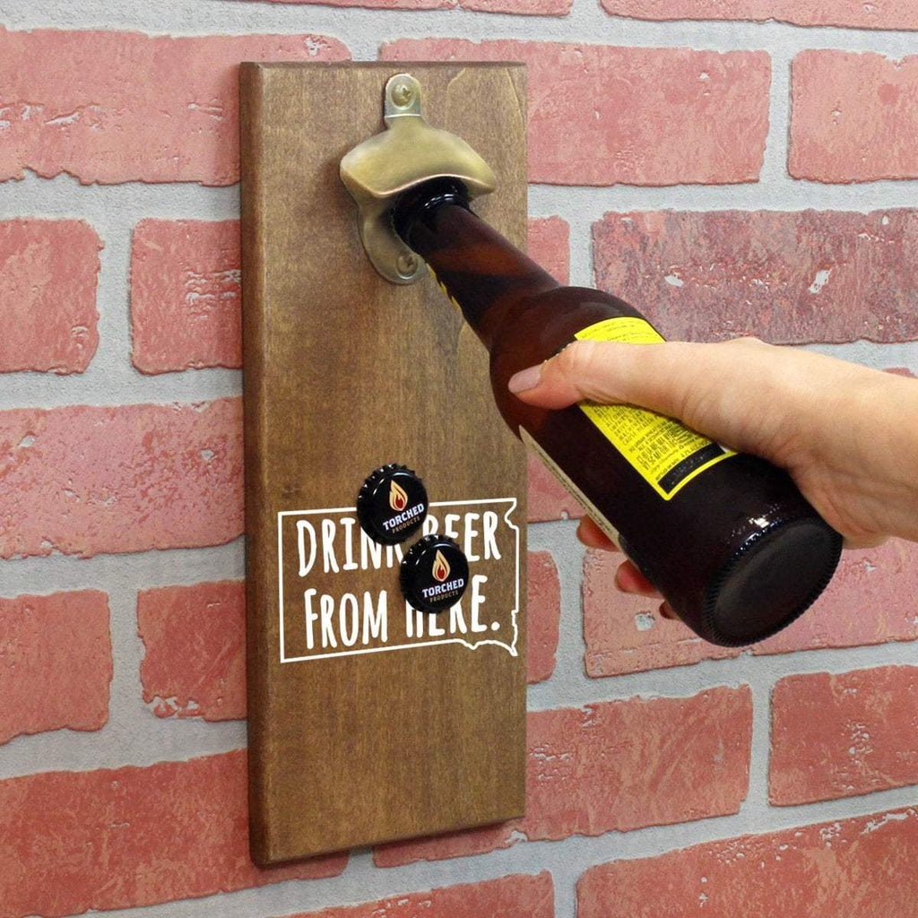 South Dakota Drink Beer From Here Cap Catching Magnetic Bottle Opener