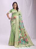 Shree Shyam Fashion Linen Cotton Light Green Saree