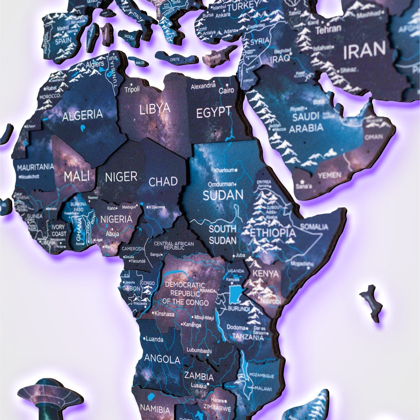 3D LED Luminous Wooden World Map 3.0 Space Interactive Wall Decor