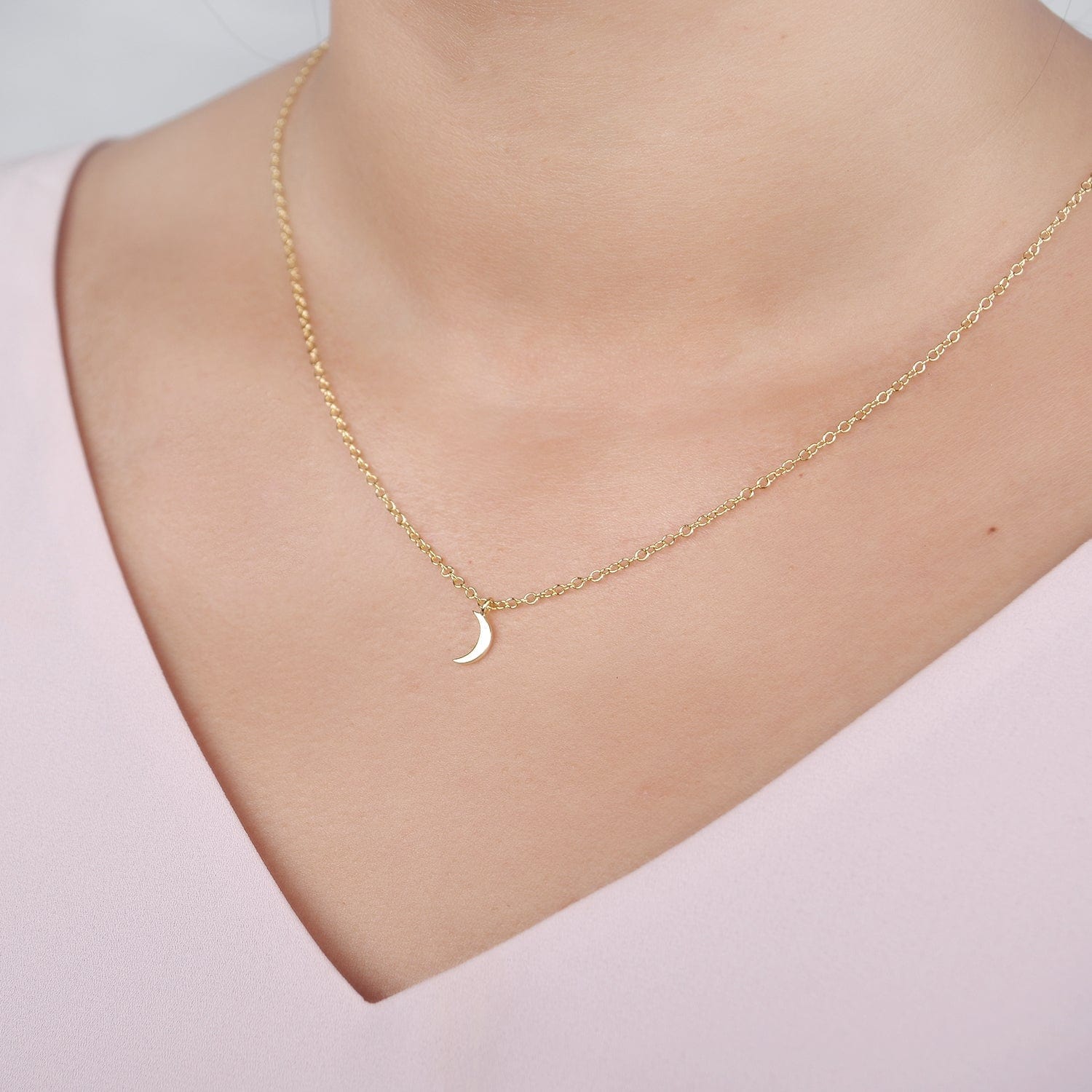 Space and Galaxy Crescent Moon Pendant Necklace